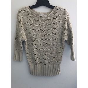 Loft size XS loose knit sweater crew neck tan